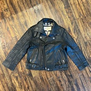 Burberry Leather Moto Jacket Girls Kids Size 6